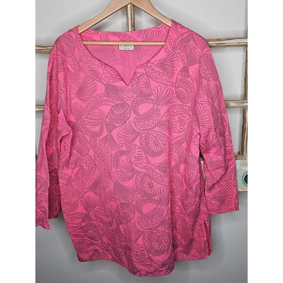 Icantoo Pink Lightweight Tunic with abstract doodle design size Large - Picture 1 of 10